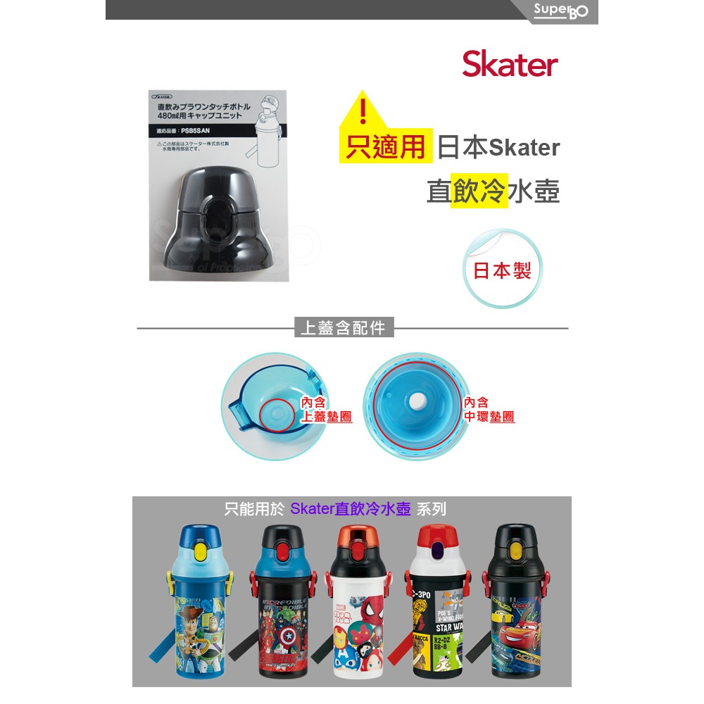 Skater 直飲上蓋組｜銀離子水壺｜PSB5PAG｜PSB5SANAG｜直飲墊圈｜水壺配件-細節圖2