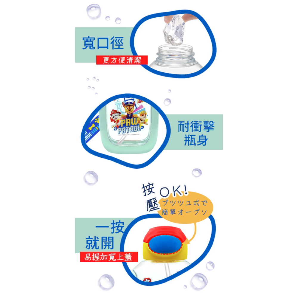 Skater 530ml 6DX吸管水壺｜汪汪隊水壺｜汪汪隊立大功｜PDSH6DX｜透明水壺｜吸管水壺｜透明吸管水壺-細節圖3