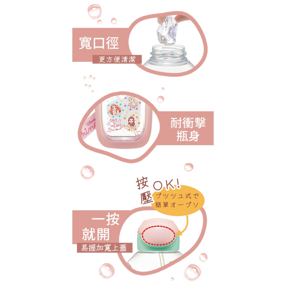 Skater 530ml 6DX吸管水壺｜迪士尼公主水壺｜迪士尼水壺｜PDSH6DX｜透明水壺｜吸管水壺｜透明吸管水壺-細節圖3