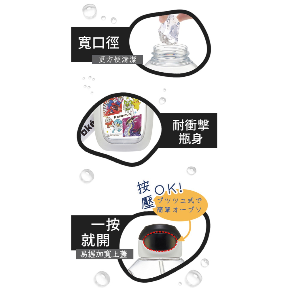 Skater 530ml 6DX吸管水壺｜寶可夢水壺｜PDSH6DX｜透明水壺｜吸管水壺｜透明吸管水壺-細節圖3