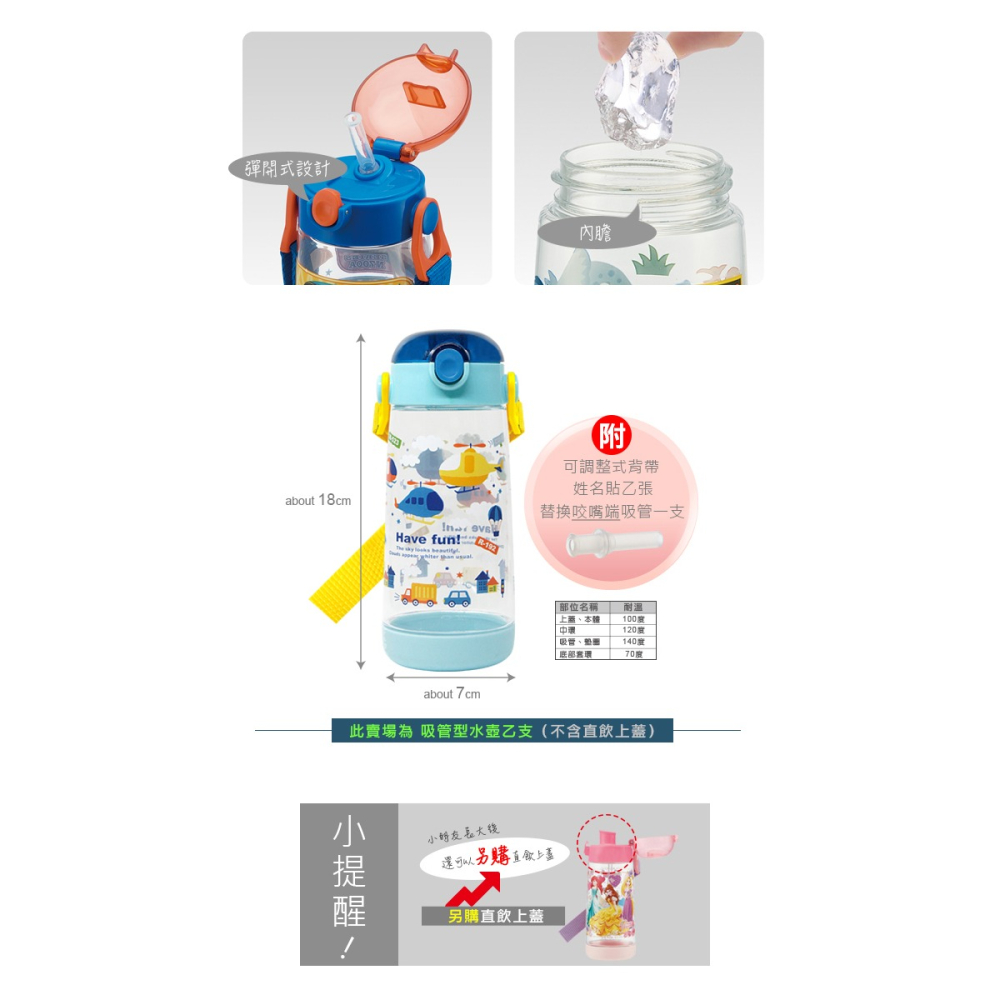 Skater 480ml PET吸管水壺｜直升機水壺｜PDSH5｜透明水壺｜吸管水壺-細節圖3