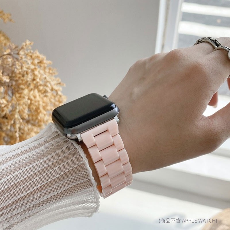 多尺寸 【快速出貨】Apple Watch 馬卡龍糖果色 三株錶帶 三珠錶帶 樹脂錶帶 替換錶帶 iWatch 通用 粉-細節圖6