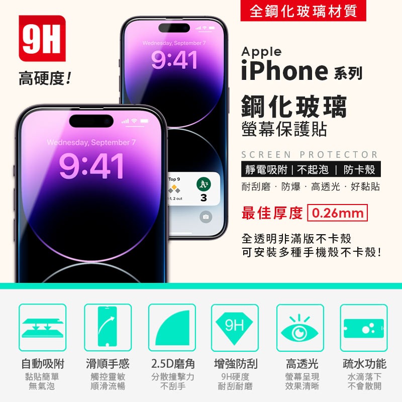 【快速出貨】 iPhone 14 13 12 11 XS X 8 7 9H 高硬度鋼化玻璃貼 鋼化貼 保護貼玻璃貼 背貼-細節圖3