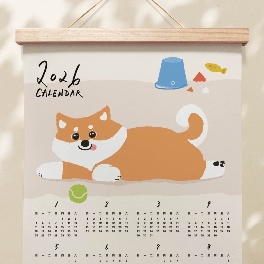 森蕗插畫🌲新款🌲 2026 A3年曆柴犬掛曆海報 臥室裝飾牆壁裝飾牆面裝飾居家裝飾交換禮物朋友生日禮物-細節圖2