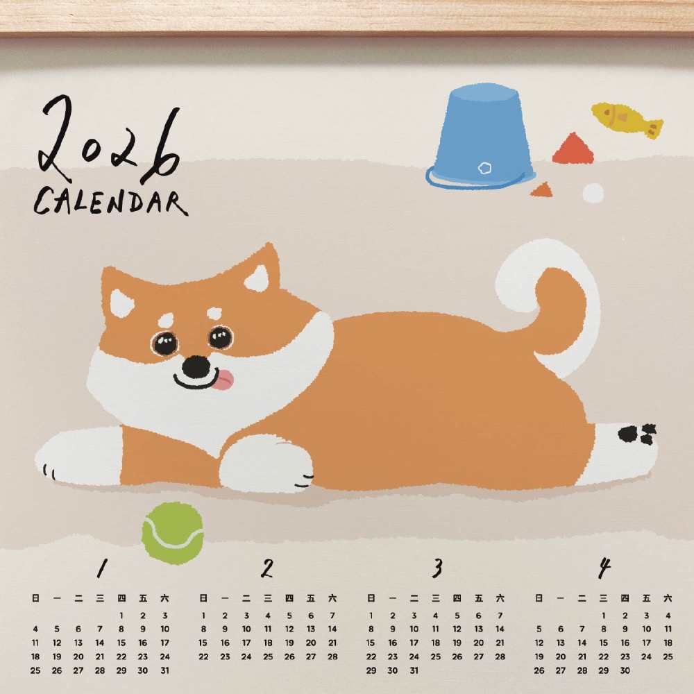 森蕗插畫🌲新款🌲 2026 A3年曆柴犬掛曆海報 臥室裝飾牆壁裝飾牆面裝飾居家裝飾交換禮物朋友生日禮物-細節圖3