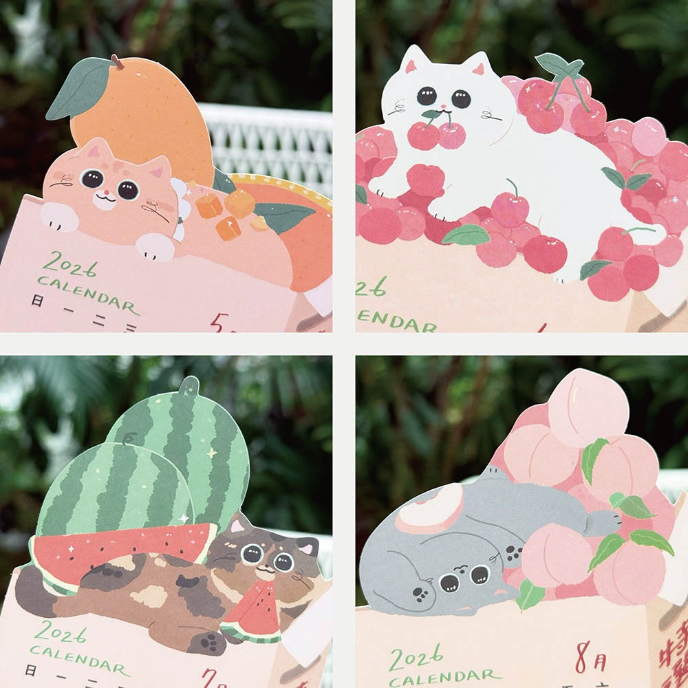 森蕗插畫🌲新款🌲 2026桌曆貓咪水果年曆 水果月曆文創年曆2026月曆2026日曆交換禮物生日禮物-細節圖4