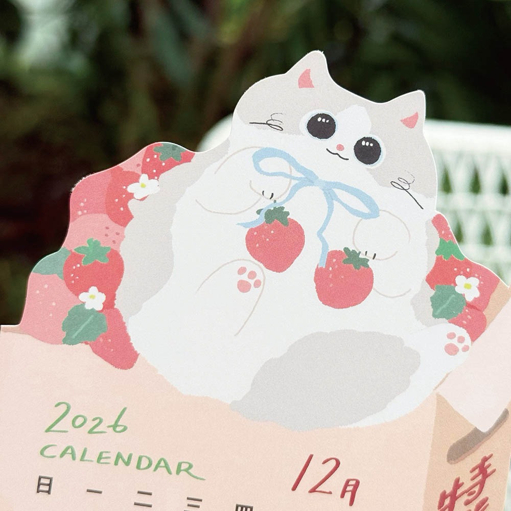 森蕗插畫🌲新款🌲 2026桌曆貓咪水果年曆 水果月曆文創年曆2026月曆2026日曆交換禮物生日禮物-細節圖8