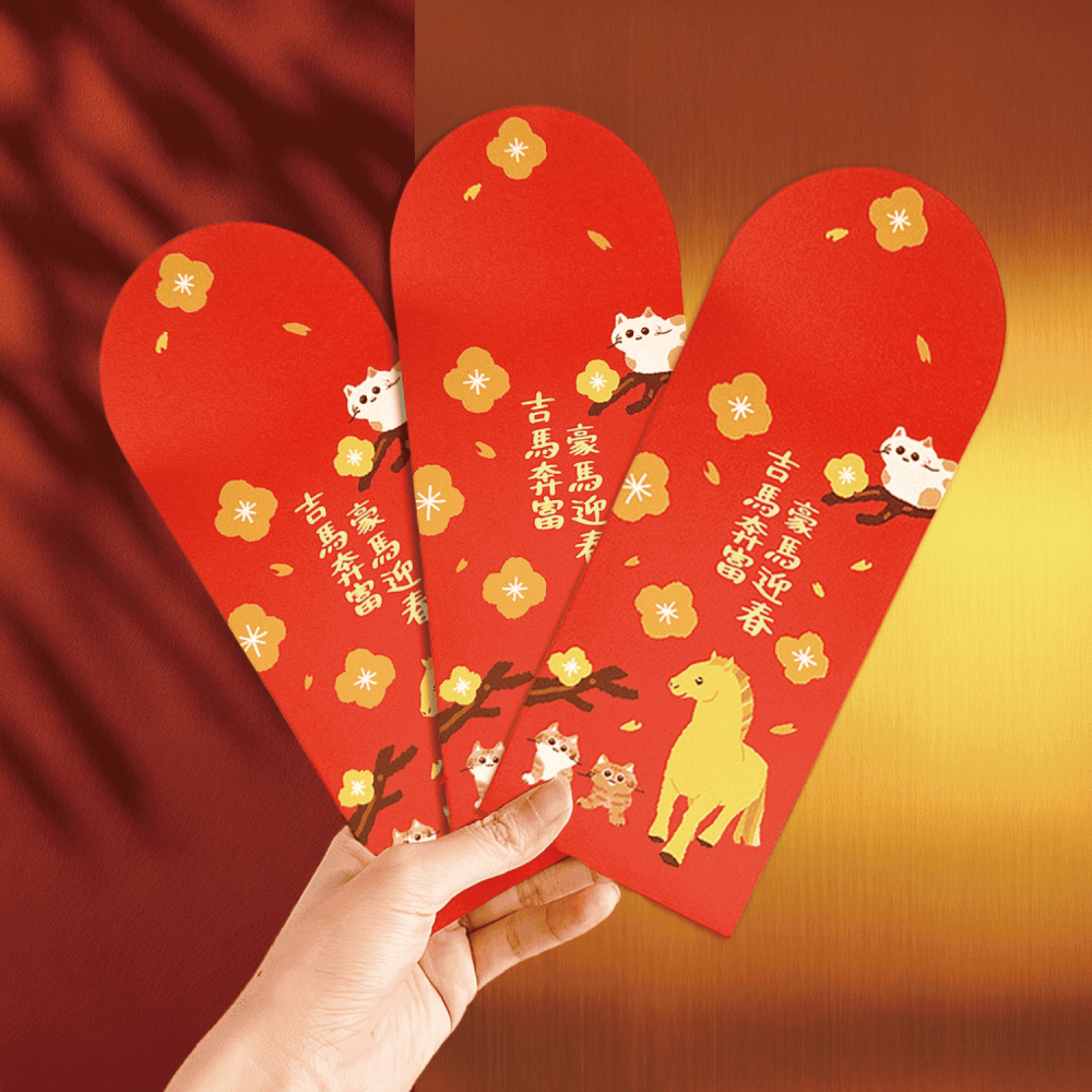 預購🔥台灣製🔥森蕗插畫🌲2026紅包 貓咪馬年紅包套組 諧音梗紅包燙金紅包馬年紅包貓咪紅包創意紅包2026馬紅包-細節圖4
