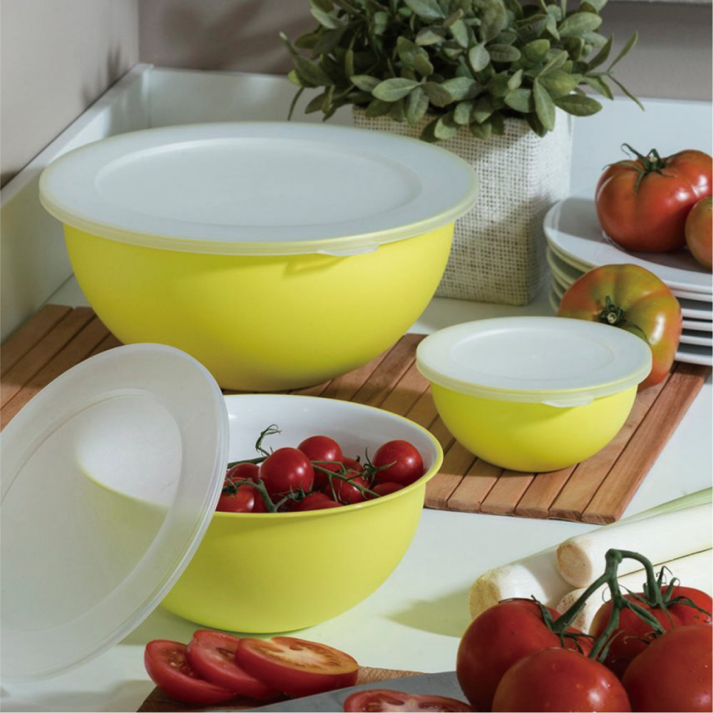 【OMADA】抗菌收納碗+組合蓋  黃色(Microban抗菌技術、適用於冰箱及微波爐、密封後少外部帶來的汙染)-細節圖3