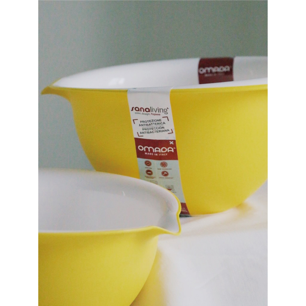 【OMADA】烘培甜點抗菌攪拌碗 黃色 3.0L(Microban抗菌技術、易於收納優化空間、攪拌碗、甜點攪拌碗)-細節圖5
