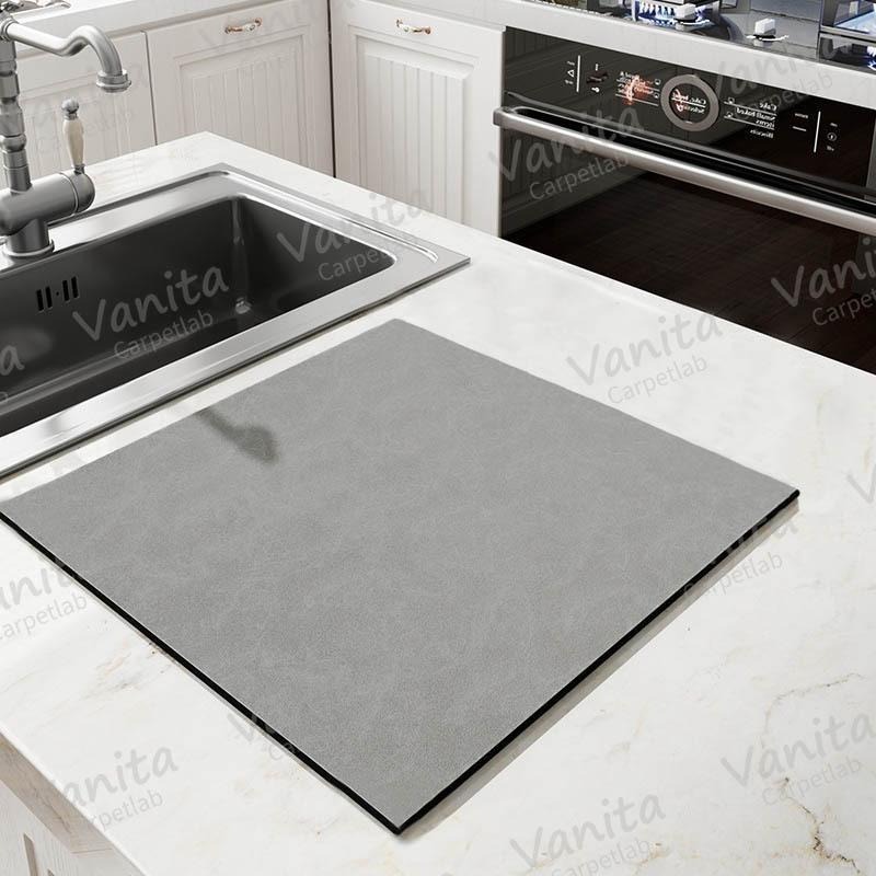 在台現貨｜科技納帕廚房吸水瀝水墊 珪藻泥 速乾 吸水桌墊 瀝 水 無水痕 餐墊 餐具 碗盤吸水墊 廚具收納吸水墊 水槽墊-細節圖9