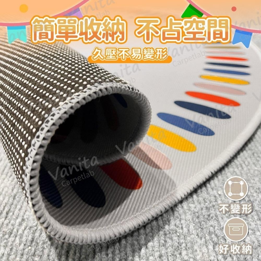 在台現貨｜歡樂派對動物短絨圓形地毯 童趣 可愛 寶寶慶生 遊戲房 房間臥室 清爽短毛 耐髒 水晶絨 抓周地墊 閱讀區地墊-細節圖6