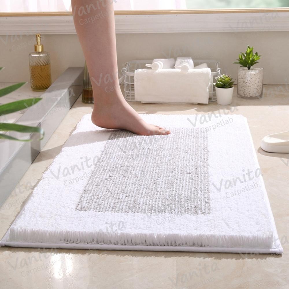 在台現貨｜歐式簡約加厚吸水地毯 防滑 浴室 陽台 飯店 民宿 吸水 毛巾 素色 植絨 加 超 厚 大 地 腳 踏 墊 毯-細節圖9