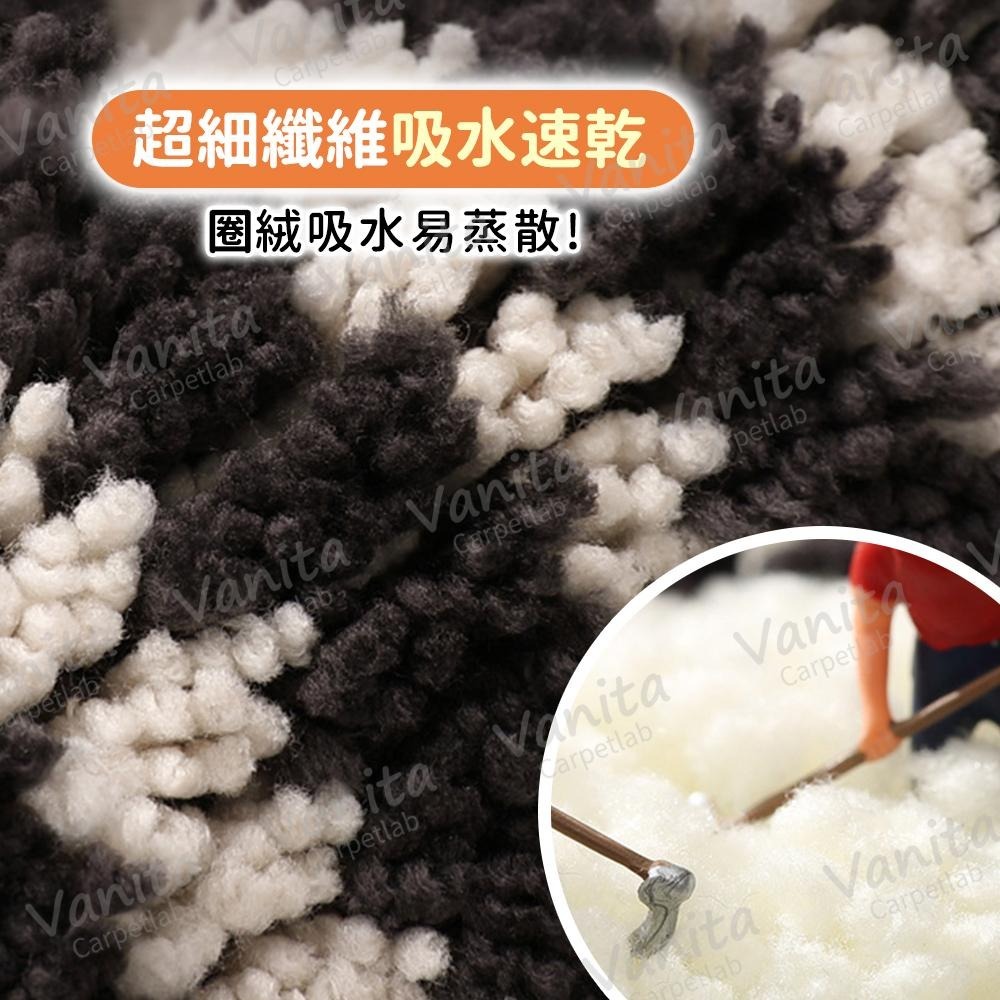 在台現貨｜抽象幾何防滑吸水地毯 防滑 浴室 陽台 吸水 毛巾 簡約 珊瑚 植 絨 加 超 厚 大 地 腳 踏 墊 毯-細節圖3