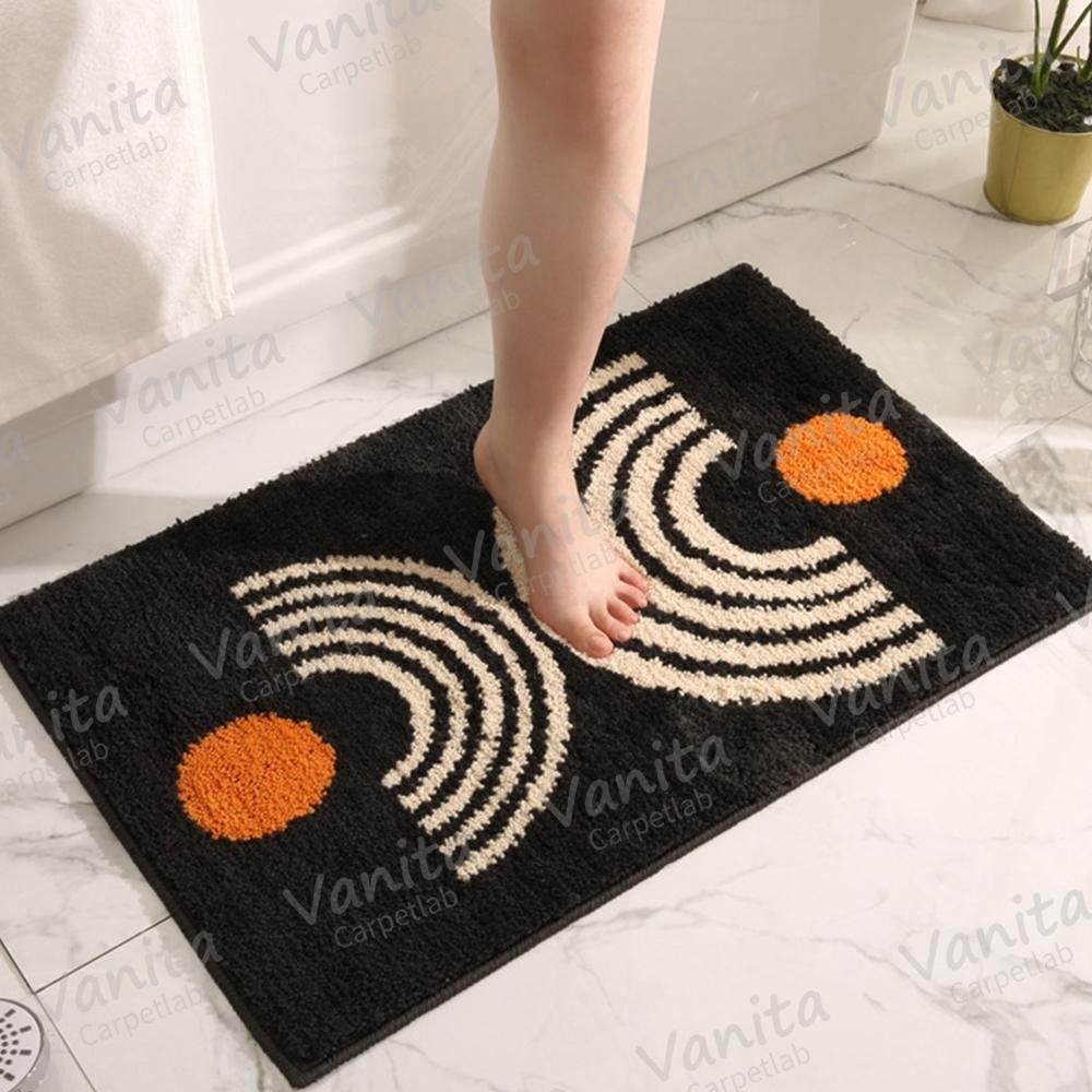 在台現貨｜抽象幾何防滑吸水地毯 防滑 浴室 陽台 吸水 毛巾 簡約 珊瑚 植 絨 加 超 厚 大 地 腳 踏 墊 毯-細節圖8