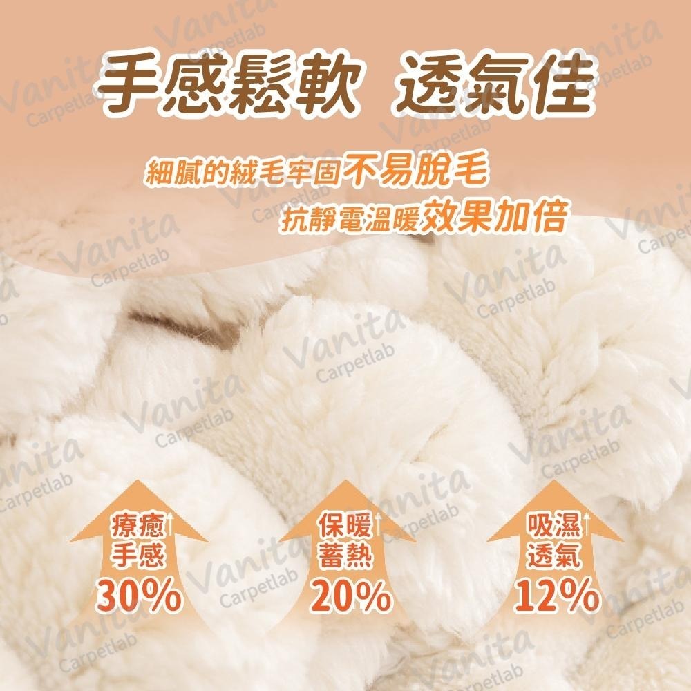 在台現貨｜立體格紋綿羊絨吸水地墊 40*60cm 3色 房間裝飾 ins 典雅 宮廷風 少女 臥室 床邊 腳踏墊 地毯-細節圖3