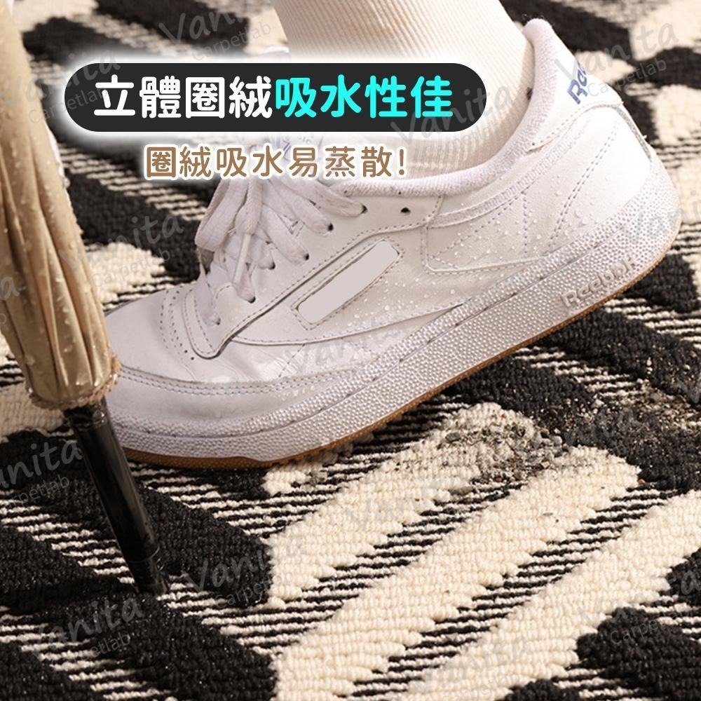 在台現貨｜黑白交織圈絨除塵地墊 刮沙地墊 玄關地墊 進門墊 腳踏墊 刮泥地墊 門墊 大門地墊 門口地墊 大地墊 黑色-細節圖3