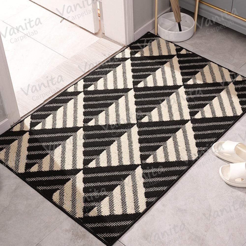 在台現貨｜黑白交織圈絨除塵地墊 刮沙地墊 玄關地墊 進門墊 腳踏墊 刮泥地墊 門墊 大門地墊 門口地墊 大地墊 黑色-細節圖7