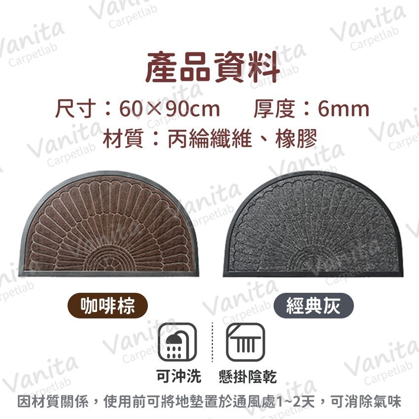 在台現貨｜古典半圓刮泥進門地墊 玄關 門口 除塵 室外 戶外 進門 刮沙 刮泥 半圓 立體 大 門 地 腳 踏 墊 毯-細節圖10