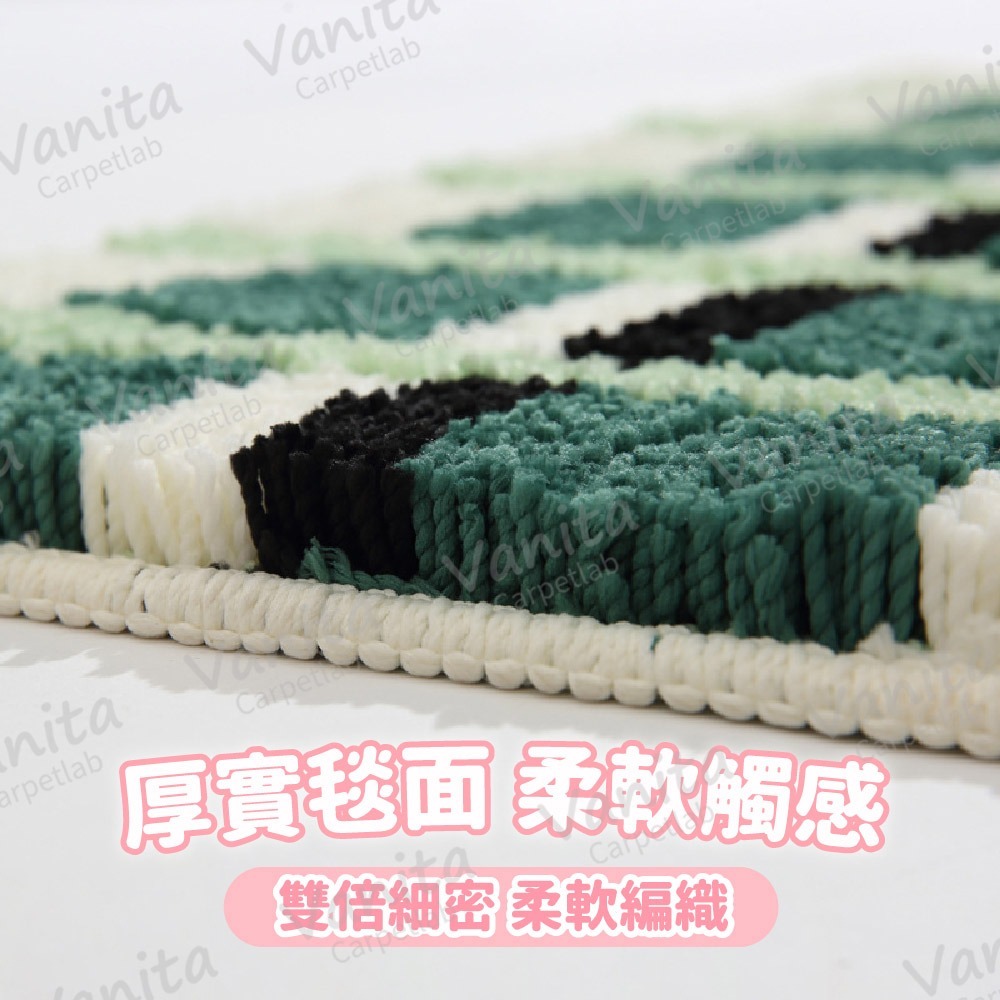 在台現貨｜ins風奶奶花園吸水地毯 復古 可愛 絨毛 格紋 客廳踏墊 浴室吸水 植絨 臥室 毛巾 室內地毯 防滑-細節圖2