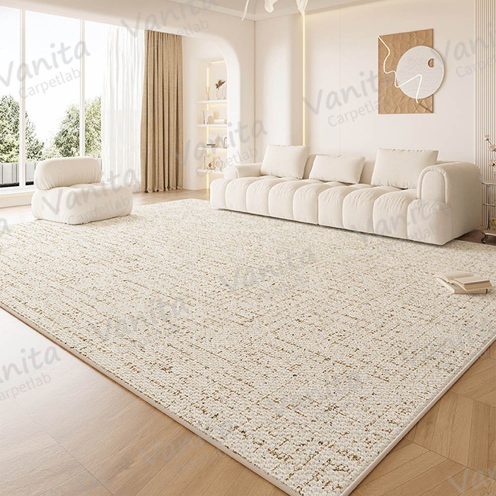 在台現貨｜奶油小香風絨面防潑水地毯 現代 簡約 奶油風 絨面 防潑水 棉麻地毯 小香風地毯 客廳 居家佈置-細節圖7