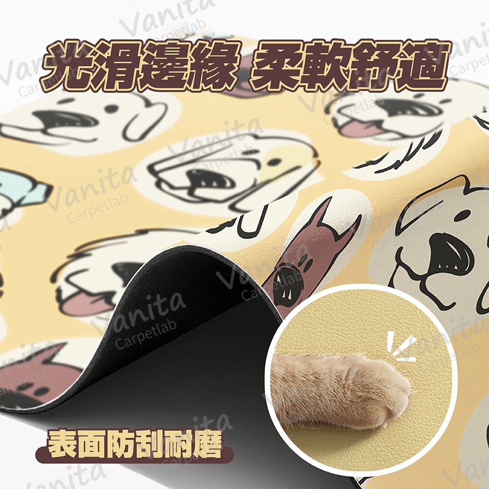 在台現貨｜美式插畫風狗狗吸水餵食墊 美式 插畫風 貓咪 狗狗 寵物 餐墊 寵物餐墊 止滑 耐磨 踏墊 地墊 墊 吸水墊-細節圖2