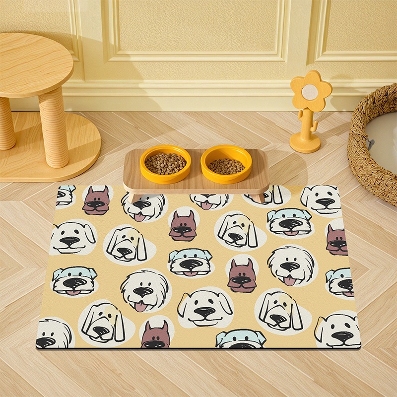 在台現貨｜美式插畫風狗狗吸水餵食墊 美式 插畫風 貓咪 狗狗 寵物 餐墊 寵物餐墊 止滑 耐磨 踏墊 地墊 墊 吸水墊-規格圖8