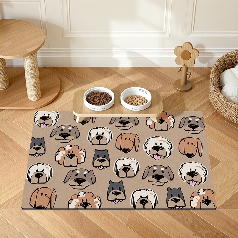 在台現貨｜美式插畫風狗狗吸水餵食墊 美式 插畫風 貓咪 狗狗 寵物 餐墊 寵物餐墊 止滑 耐磨 踏墊 地墊 墊 吸水墊-規格圖8