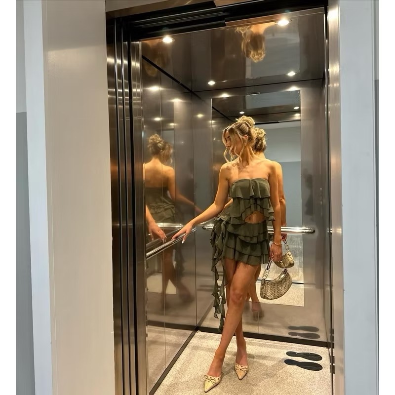 Edikted紅色烈焰玫瑰🌹荷葉邊飄逸低腰蛋糕裙短裙-細節圖3