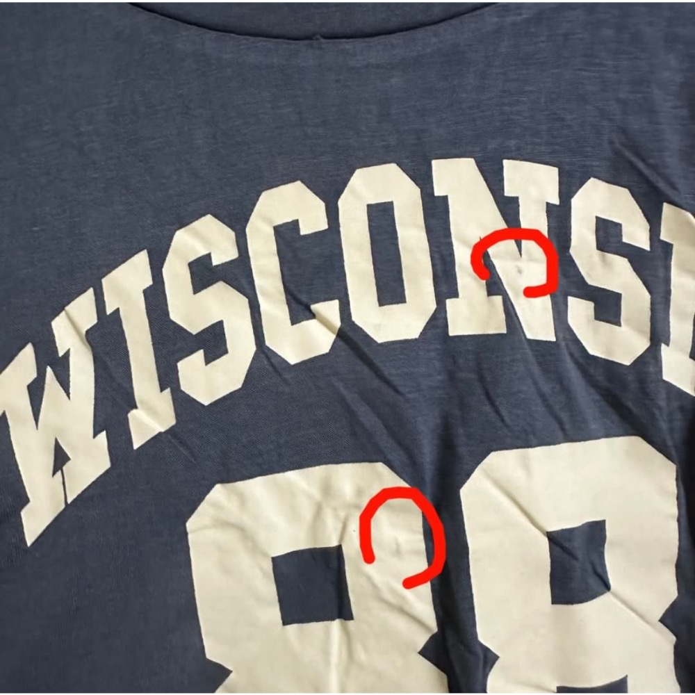 全新現貨✨Edikted藍灰色Wisconsin 數字88薄款不修邊短版短袖T恤-細節圖9