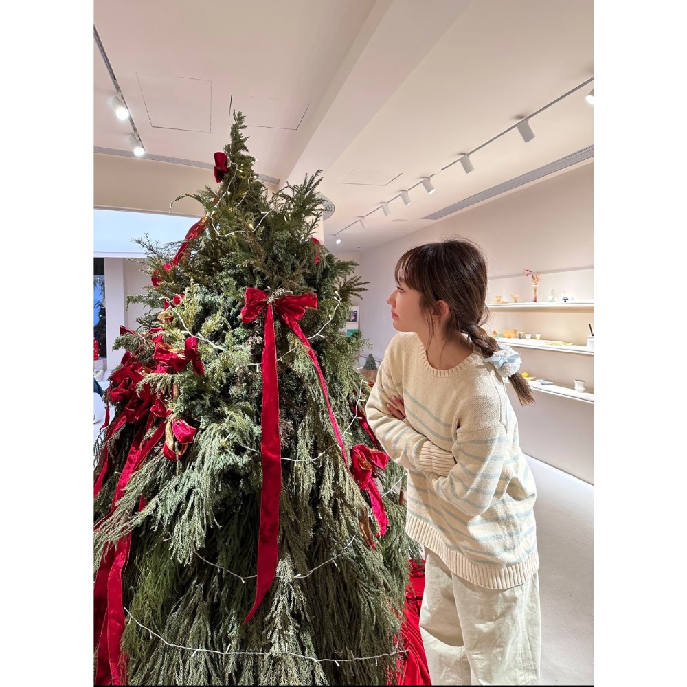 Brandy Melville 杏色抹茶綠條紋寬鬆針織圓領長袖毛衣-細節圖4