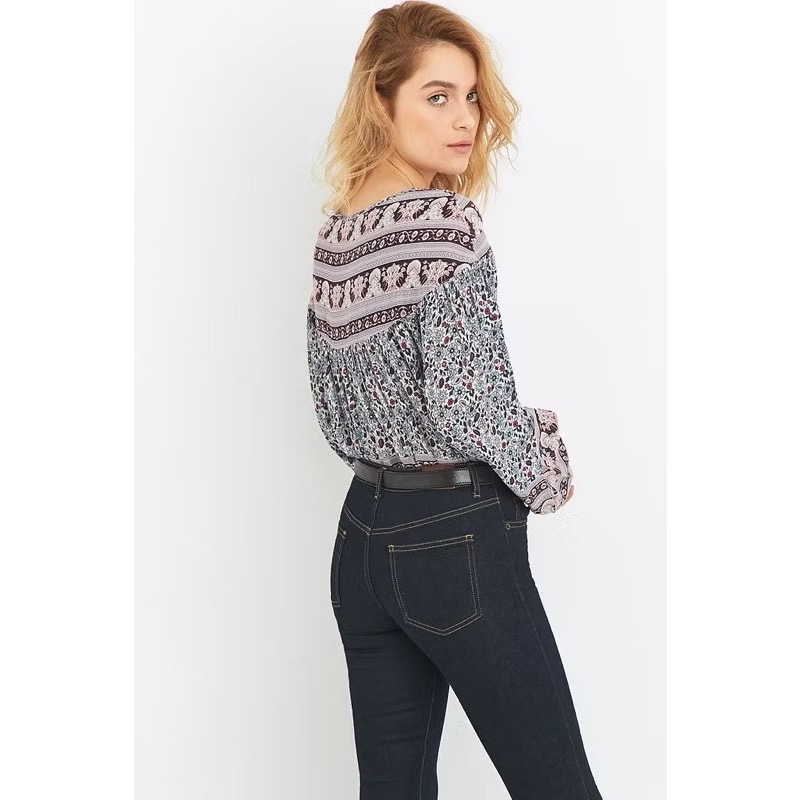 全新現貨✨UO urban outfitters kimchi  blue 紫色波希米亞風民俗風長袖雪紡上衣-細節圖5