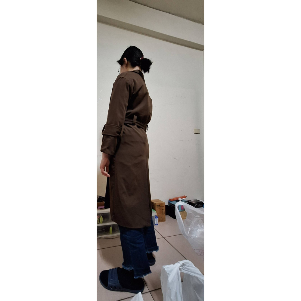 (近全新)(可議價) 咖啡色大衣外套  韓風 設計款-細節圖2
