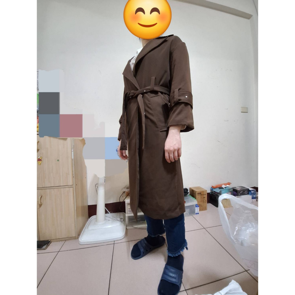 (近全新)(可議價) 咖啡色大衣外套  韓風 設計款-細節圖3
