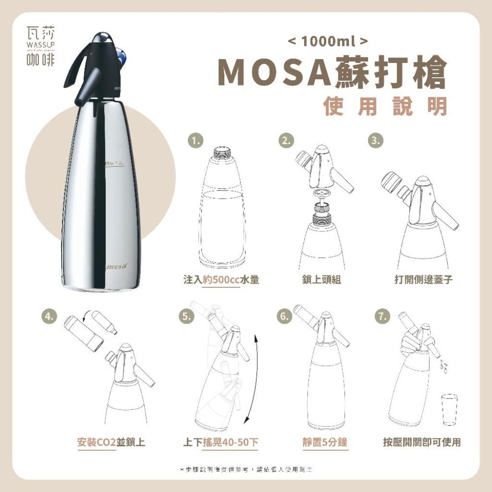 【1.0L新上市 快速出貨】Soda Splash MOSA魔泡瓶蘇打槍 氣泡水機 1000ml 鋼瓶 瓦莎咖啡-細節圖2