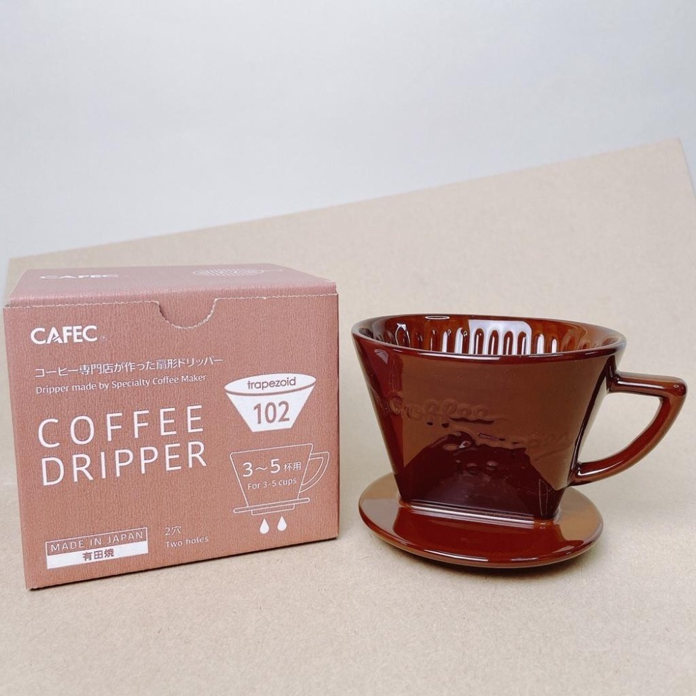 【快速出貨】CAFEC 三洋梯形濾杯 有田燒扇形陶瓷濾杯 101單孔 1-2人 102雙孔2-4人 日本製 瓦莎咖啡-細節圖5