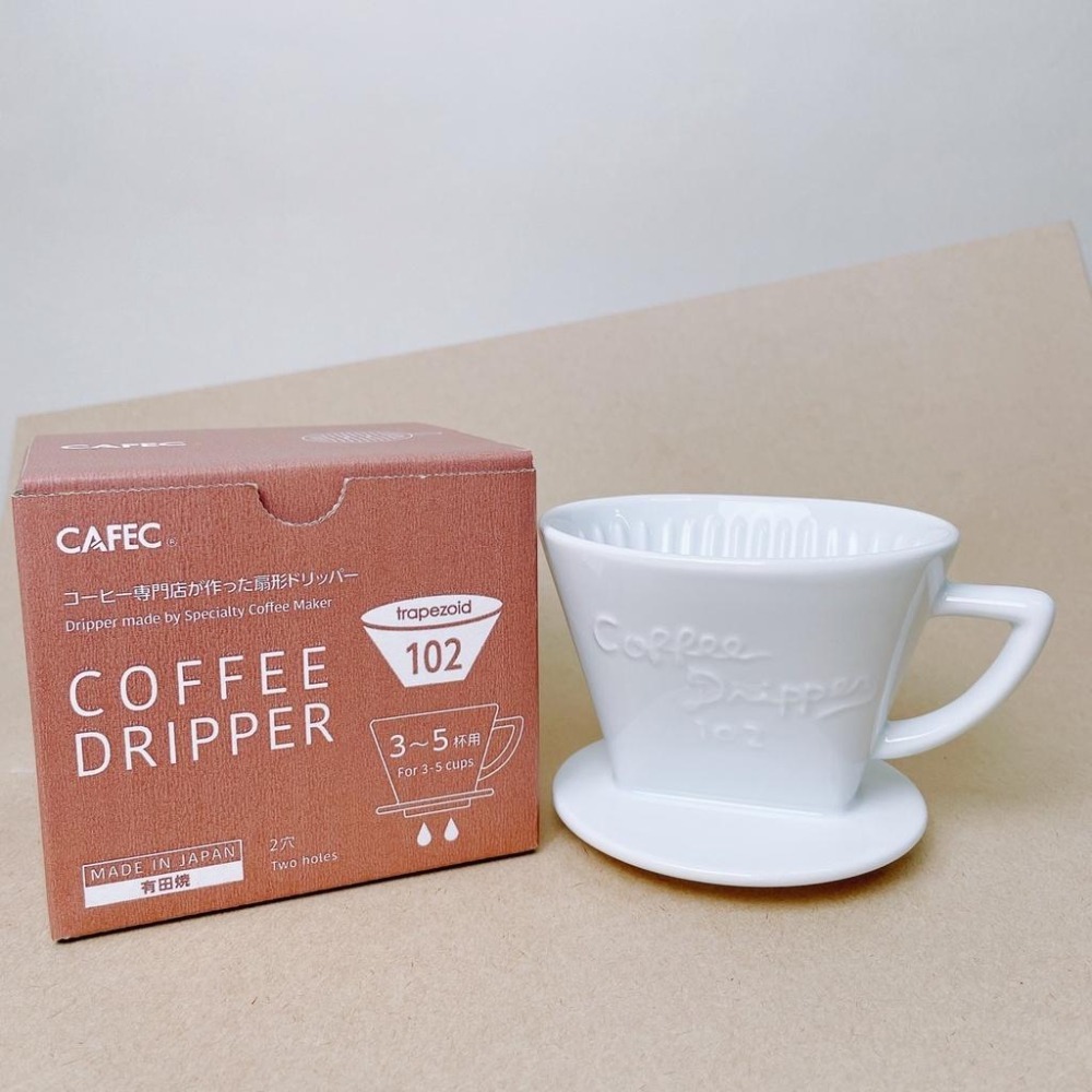 【快速出貨】CAFEC 三洋梯形濾杯 有田燒扇形陶瓷濾杯 101單孔 1-2人 102雙孔2-4人 日本製 瓦莎咖啡-細節圖6