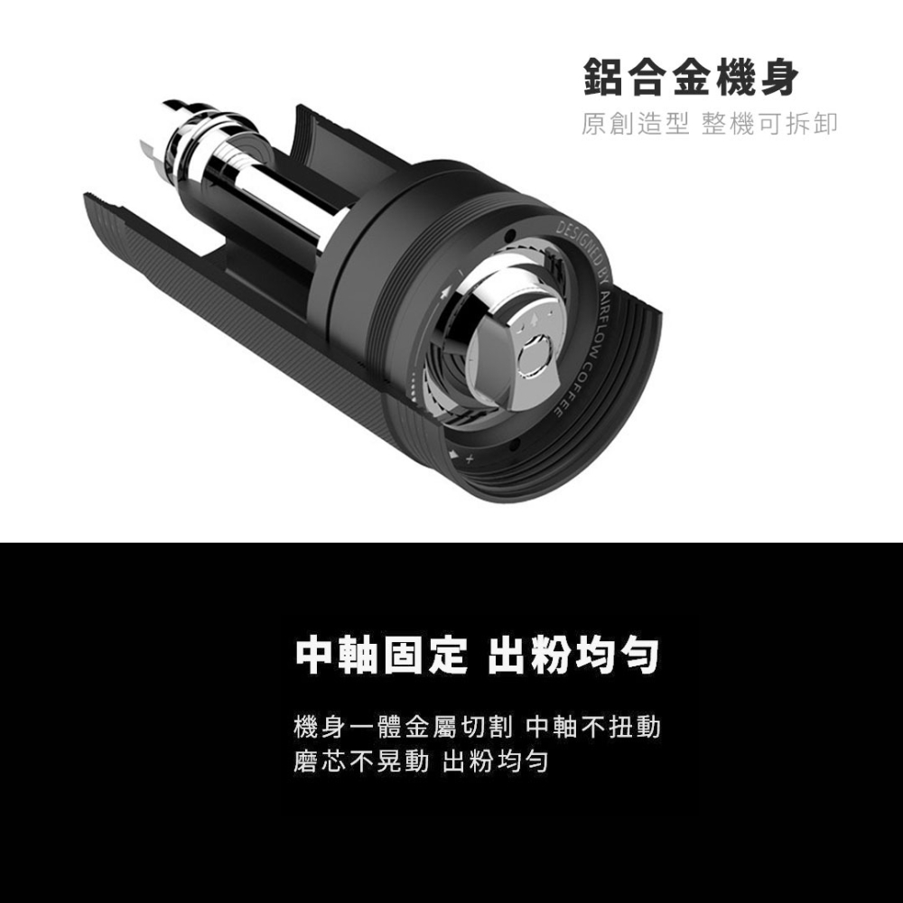 【不銹鋼刀盤】AIRFLOW 不銹鋼七星軸承磨豆機 磨豆機 手搖磨豆機 咖啡研磨 任何焙度皆適用 瓦莎咖啡-細節圖5