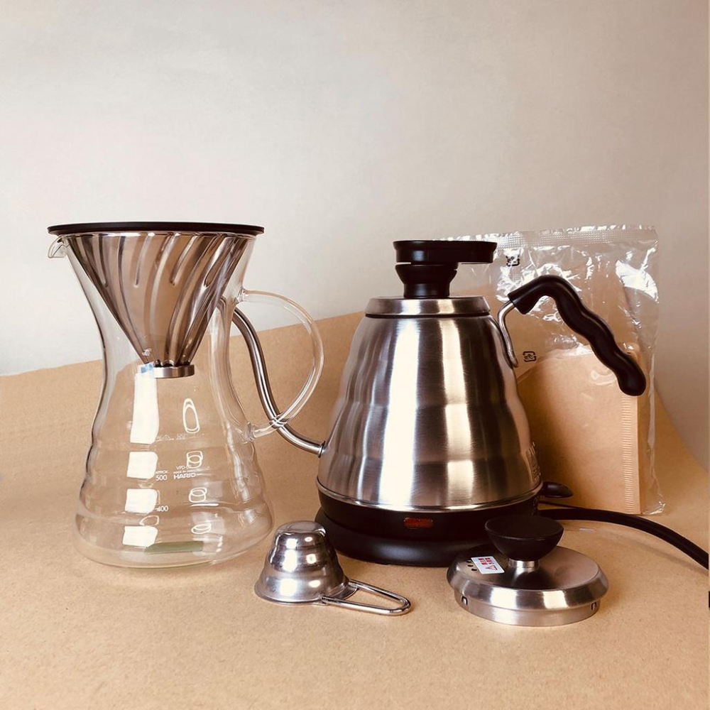 (現貨附發票) 瓦莎咖啡 EVKB-80HSV手沖咖啡壺組 HARIO 雲朵不銹鋼電熱細口壺+含蓋溫度計+手沖咖啡濾杯組-細節圖4