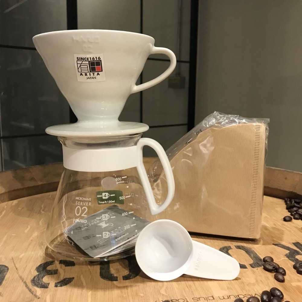 【超高CP值】HARIO V60陶瓷02手沖壺組 2-4人份咖啡器具 有田燒 濾杯 XVDD-3012W 瓦莎咖啡-細節圖5