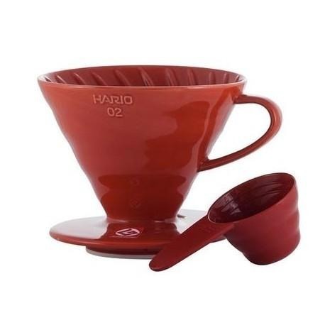 【快速出貨】HARIO VDC-01R/VDC-02R 紅色陶瓷錐形濾杯 1~2人/2-4人 咖啡濾杯 日本製-細節圖3