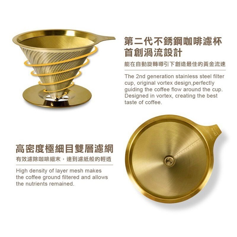 【好評推薦 快速出貨】Driver 黃金流速濾杯 316不銹鋼抗菌材質 免濾紙濾杯 免濾紙濾杯 1-2杯 2-4杯-細節圖5