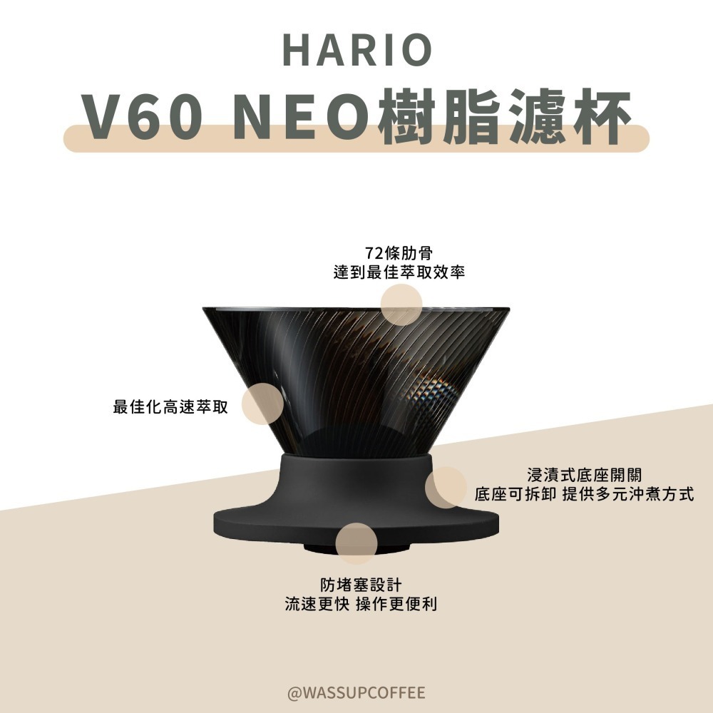【新品上市 快速出貨】HARIO V60 NEO樹脂濾杯 濾杯 咖啡濾杯 錐形濾杯 VDN-01B VDN-02B-細節圖6