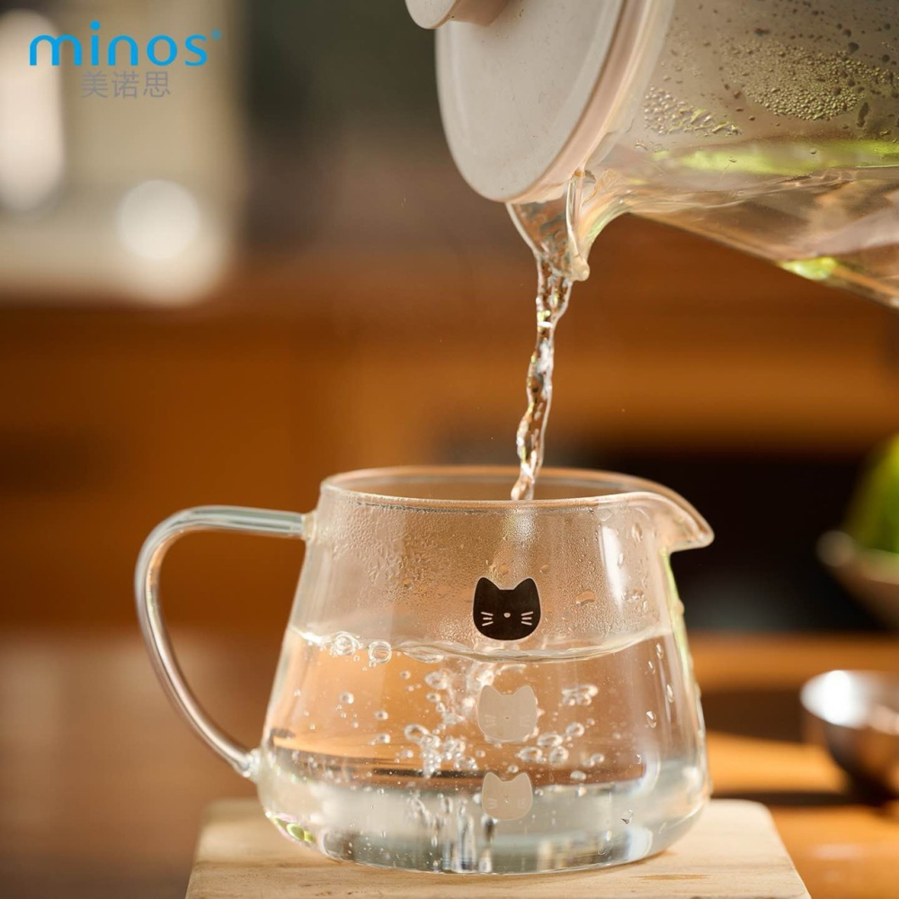 【新品上市！貓奴必備】Minos Neko 變色貓玻璃壺 咖啡壺 300ml 附粉色/黑色手巾 耐熱玻璃 感溫變色-細節圖10