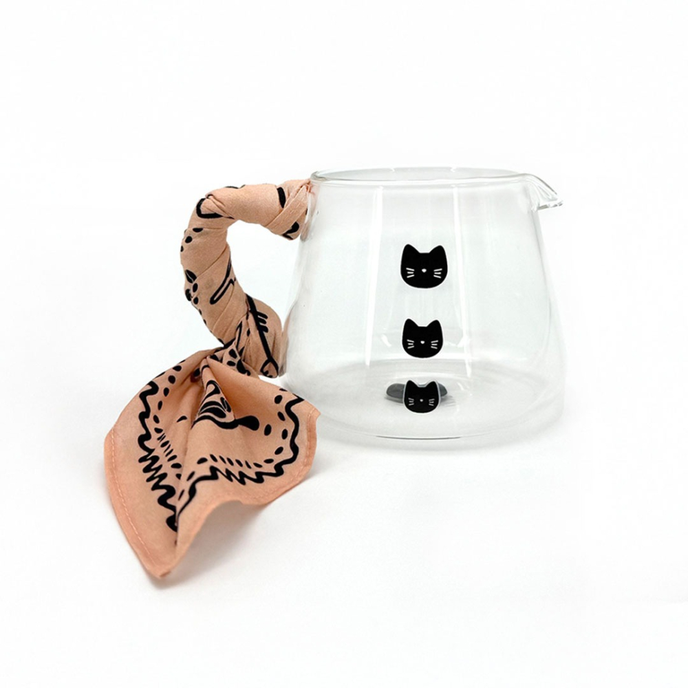 【新品上市！貓奴必備】Minos Neko 變色貓玻璃壺 咖啡壺 300ml 附粉色/黑色手巾 耐熱玻璃 感溫變色-細節圖11