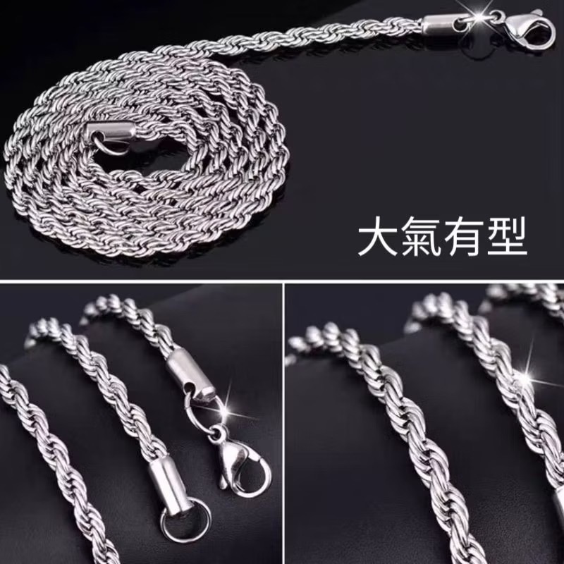 316鋼 鈦鋼 不銹鋼 項鏈 抗過敏永不退色 男生款時尚鏈 粗款-細節圖3