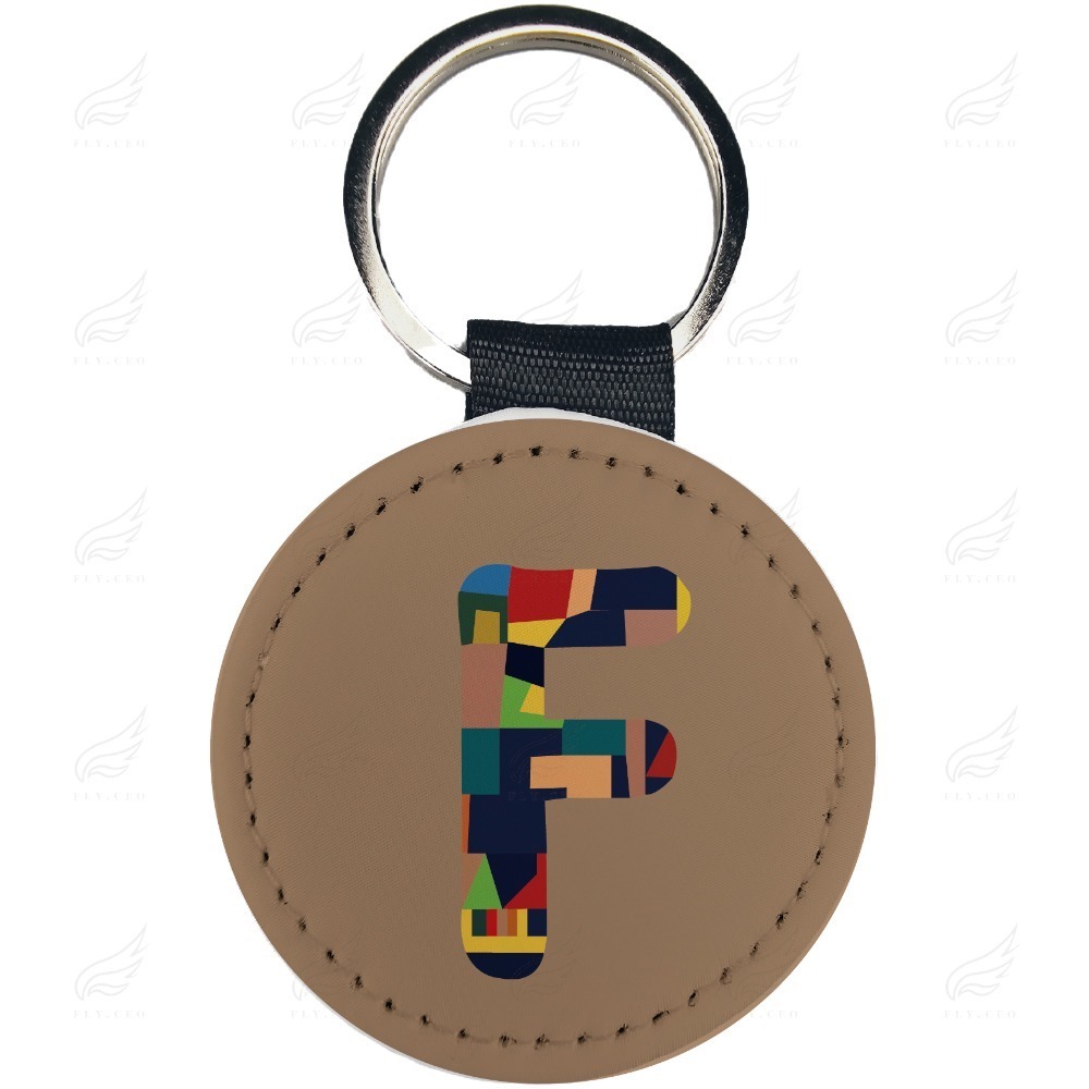 精美皮革鑰匙圈(抽象拼接F)鑰匙圈 皮革鑰匙圈 熱轉印 送禮小物 婚禮小物 企業送禮 紀念品-規格圖1