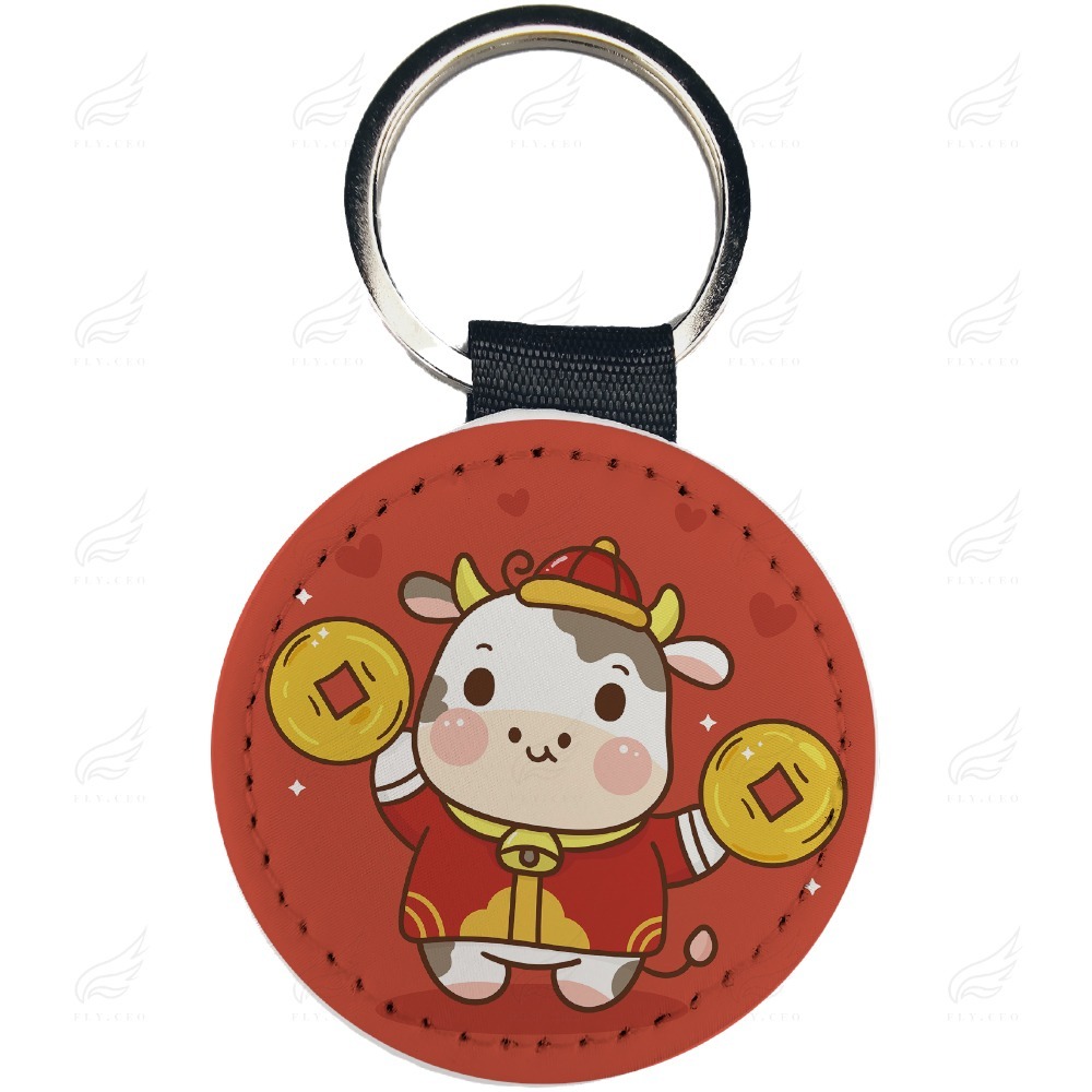 精美皮革鑰匙圈(生肖牛)鑰匙圈 皮革鑰匙圈 熱轉印 送禮小物 婚禮小物 企業送禮 紀念品-規格圖5