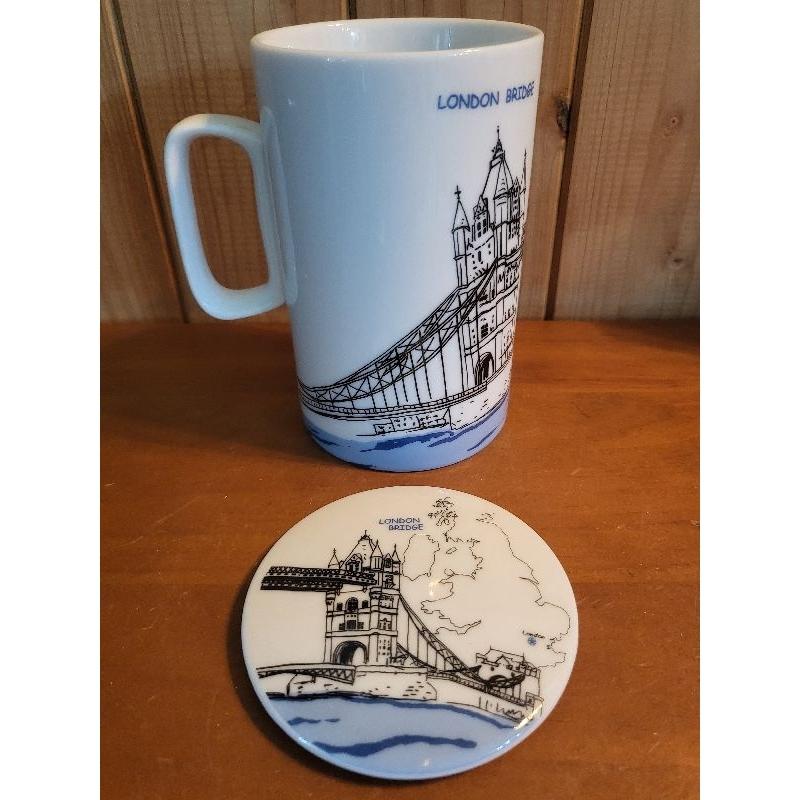 【樂樂的銅板雜貨店】 荷蘭風車 倫敦鐵橋 旅行風 手繪風馬克杯 插畫杯 咖啡杯 高杯 杯子 杯蓋 380ml-細節圖3
