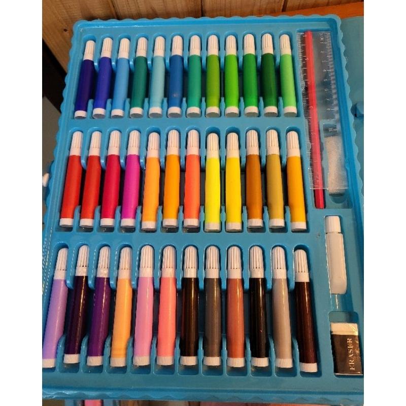 【樂樂的銅板雜貨店】熊嗨星x爽爽貓x小勞撫 繪畫工具組 150件畫筆套裝 彩色筆 水彩 蠟筆三合一套組 小學生必備工具組-細節圖4